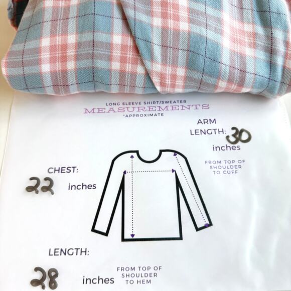 Sanctuary Womens Tomboy Shirt Size L Plaid Pastel Flowy Button Front Pink Blue - Picture 6 of 6